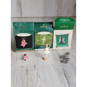 Hallmark angel ice skate dancer miniature ornament‎ Xmas set
